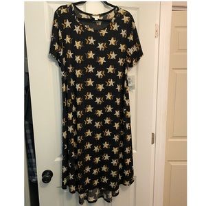 LulaRoe Carly Dress Plus Size 2XL, Black with Stars